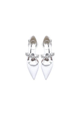 Crystal Strap Pointed Toe Satin Kitten Heels