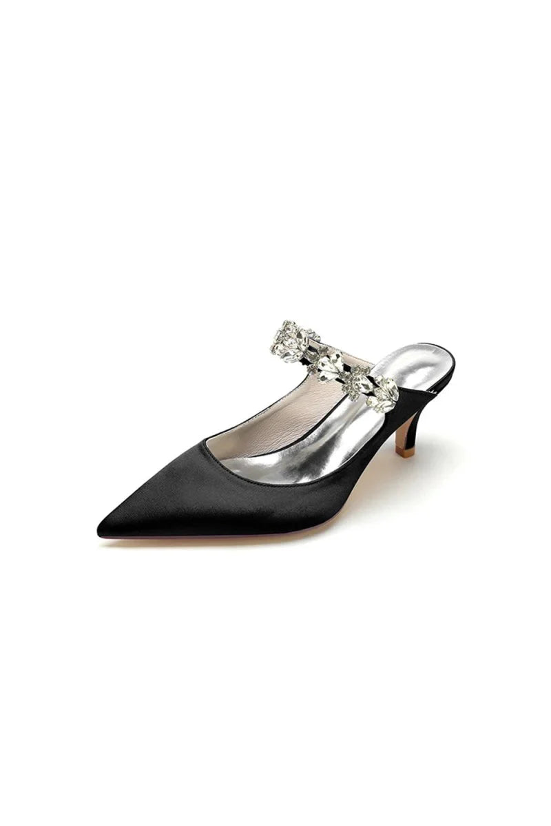 Beading Pointed Toe Rhinestone High Heels