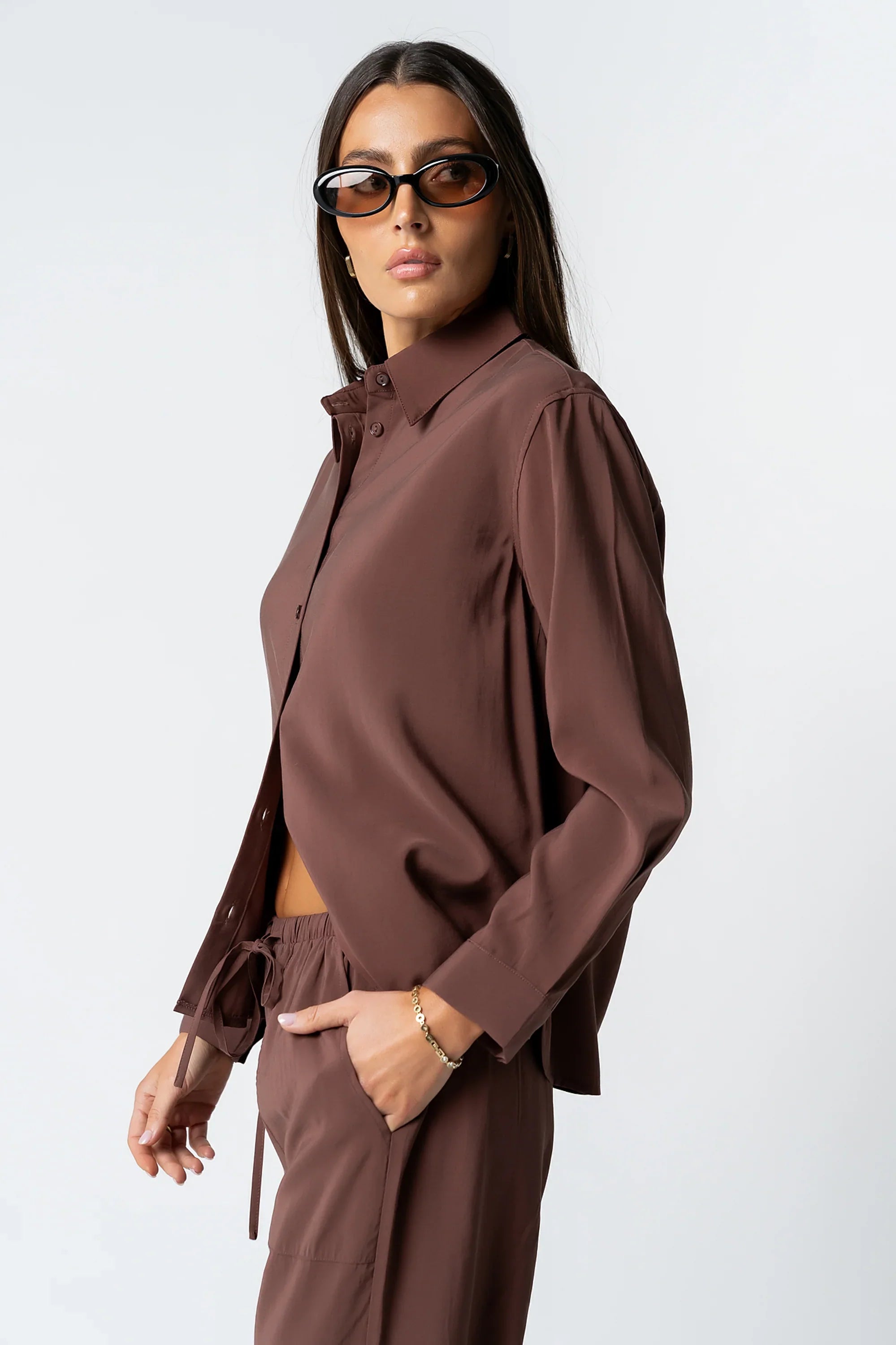 Tacie Button Up in Brown