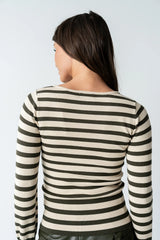 Waldorf Striped Top in Olive