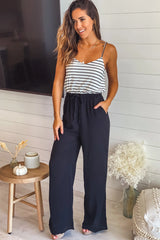 Black and White Striped Top Jumpsuit