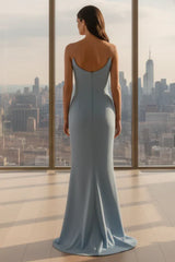 Daris Gown Light Blue Cat Eye Scoop Neckline Dress