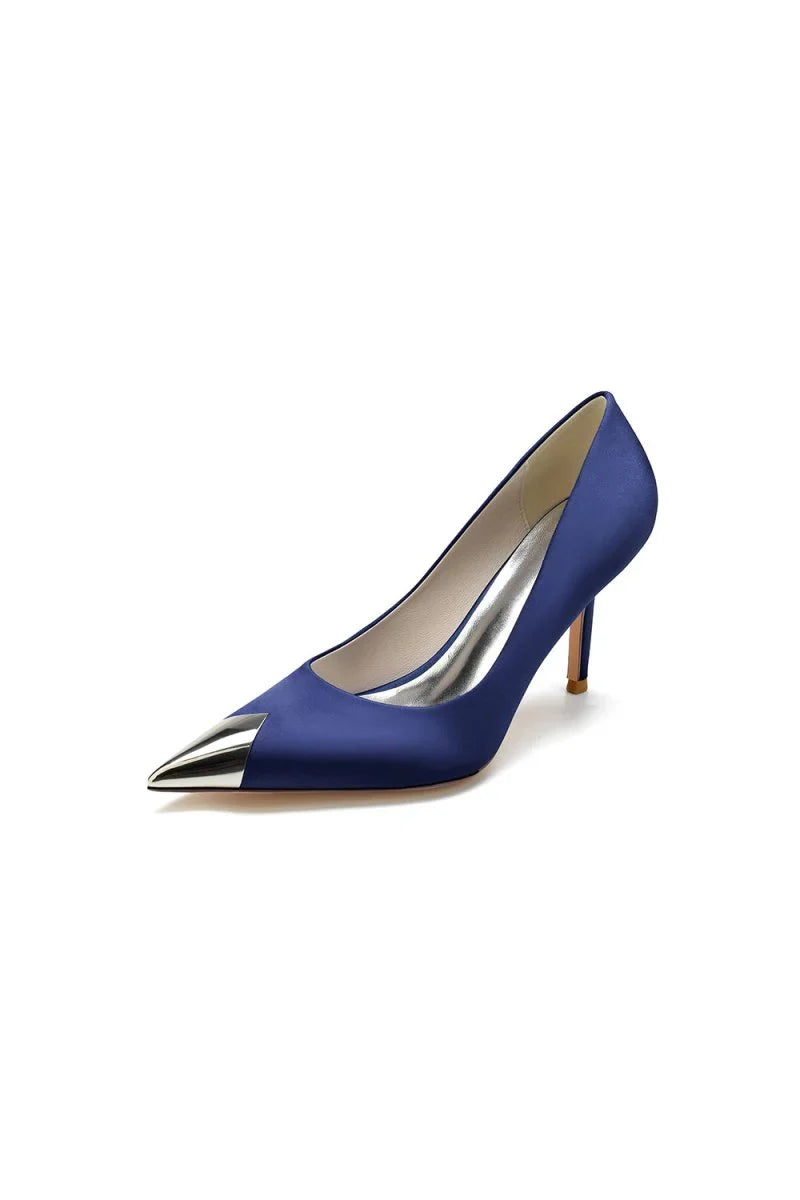 Simple Cocktail Metallic Pointed Toe High Heels