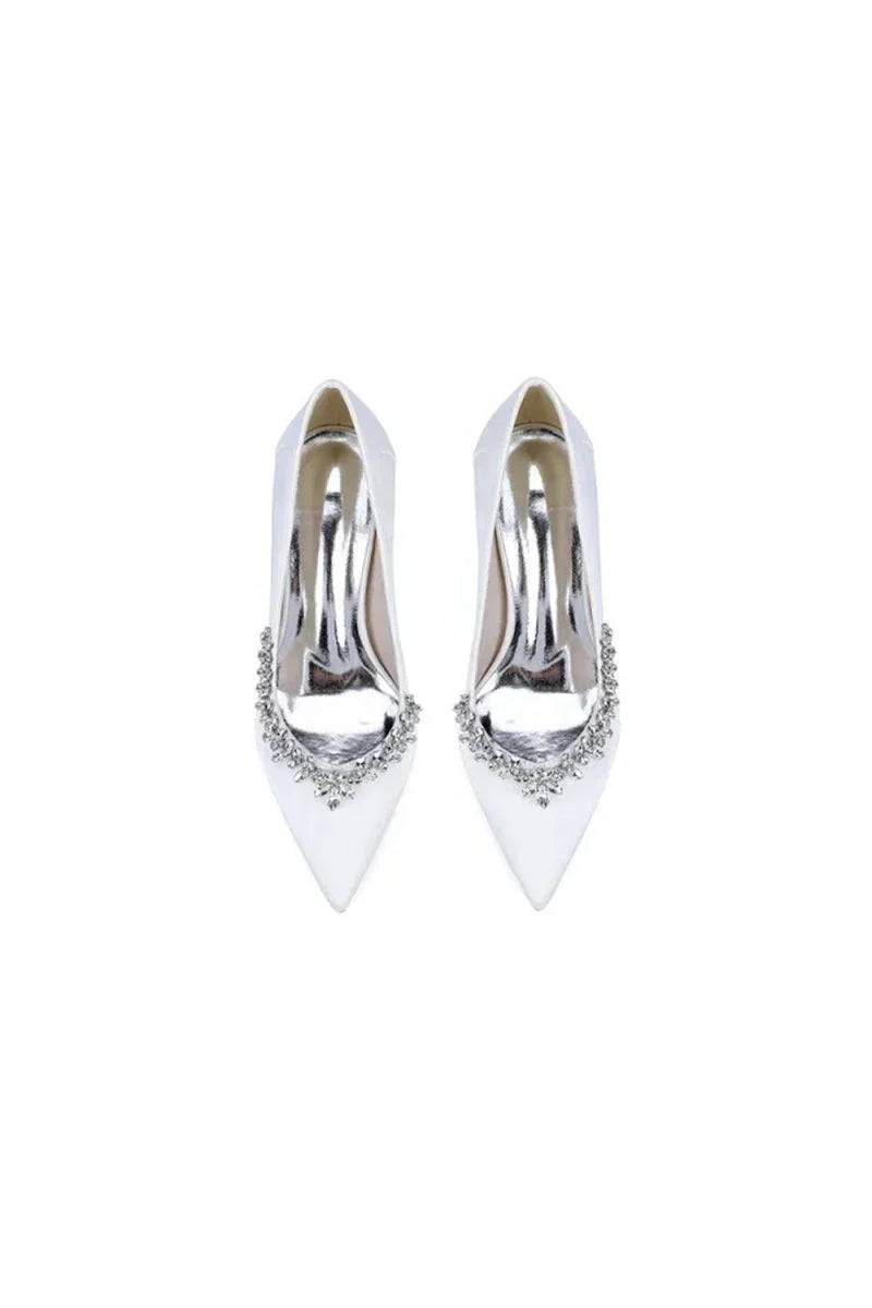 Burgundy High Heels with Crystal Embellishments