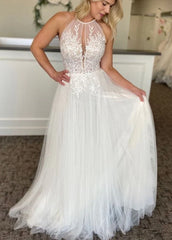 A line Lace Tulle Wedding Dress Boho Style Online