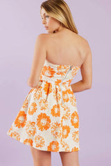 TANGERINE MIMOSAS ORANGE FLORAL MINI DRESS FINAL SALE