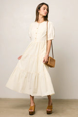 Finey Button Front Maxi Dress in Cream FINAL SALE