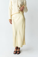 Tory Satin Maxi Skirt in Yellow