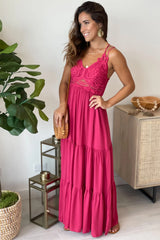 Berry Crochet Top Maxi Dress