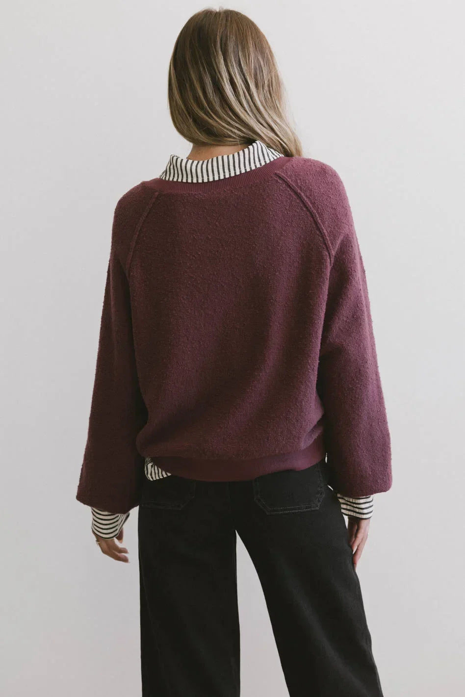 Annaleah Textured Sweatshirt in Burgundy FINAL SALE