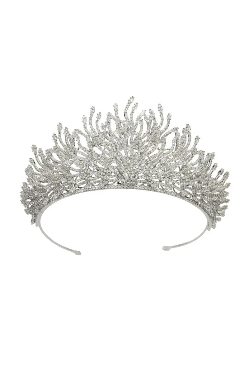 Silver Feather Shaped Zirconia Crown