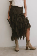 Emerson Ruffled Maxi Skirt in Brown FINAL SALE
