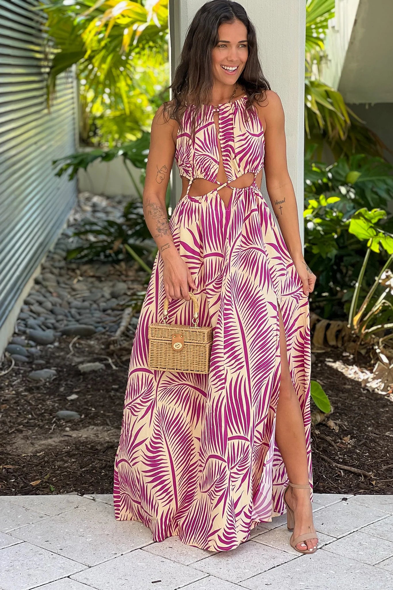 Berry Cut Out Maxi Dress