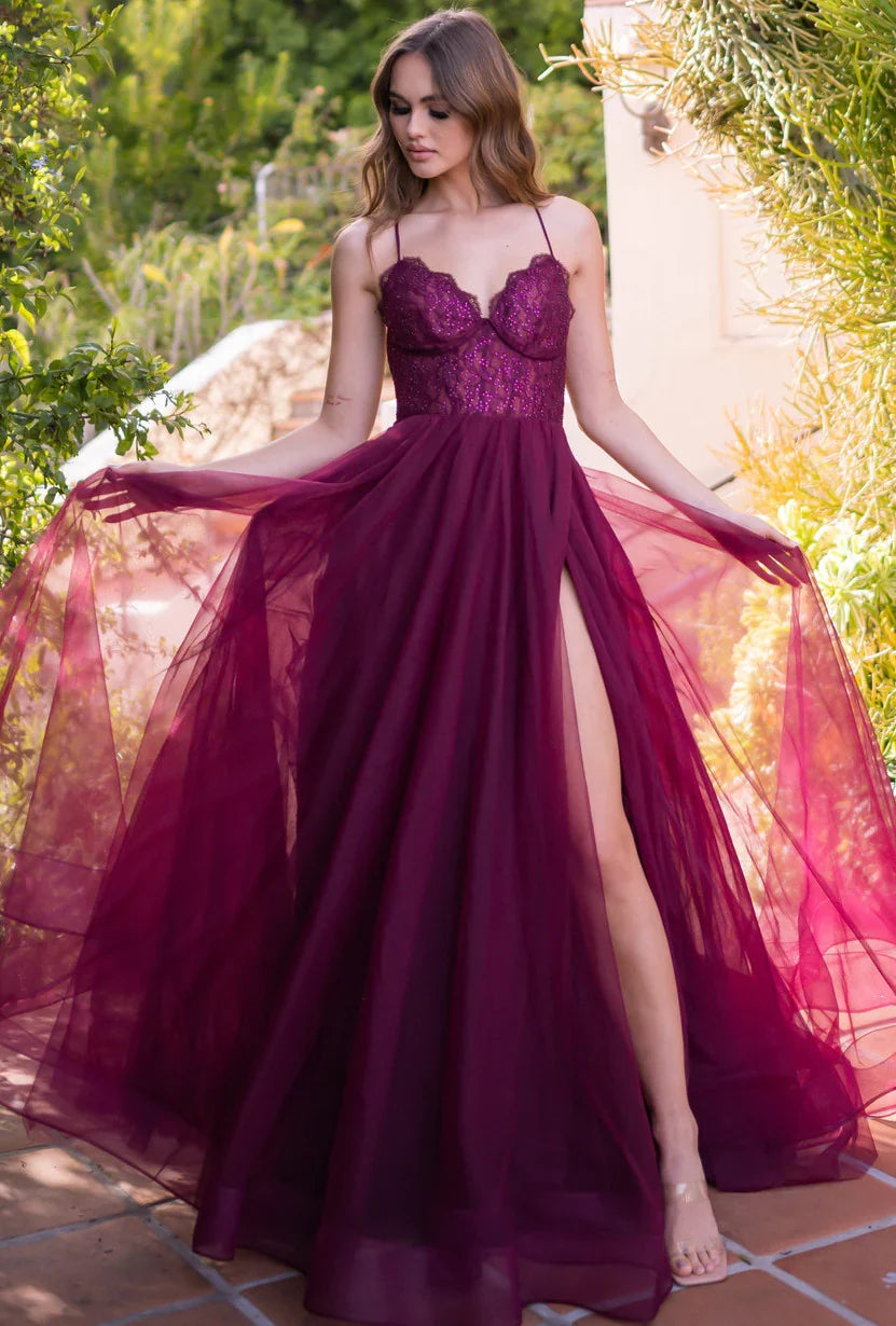 Dani Gown Mulberry Lace Tulle A line Dress