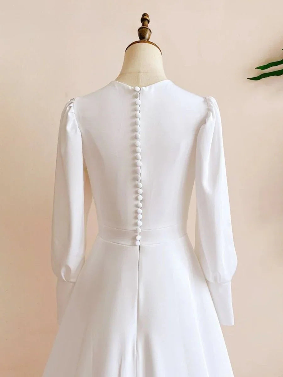 Modest A Line Long Sleeves Wedding Dress Vintage Gown