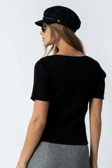 Waylen Ribbed Sweater in Black