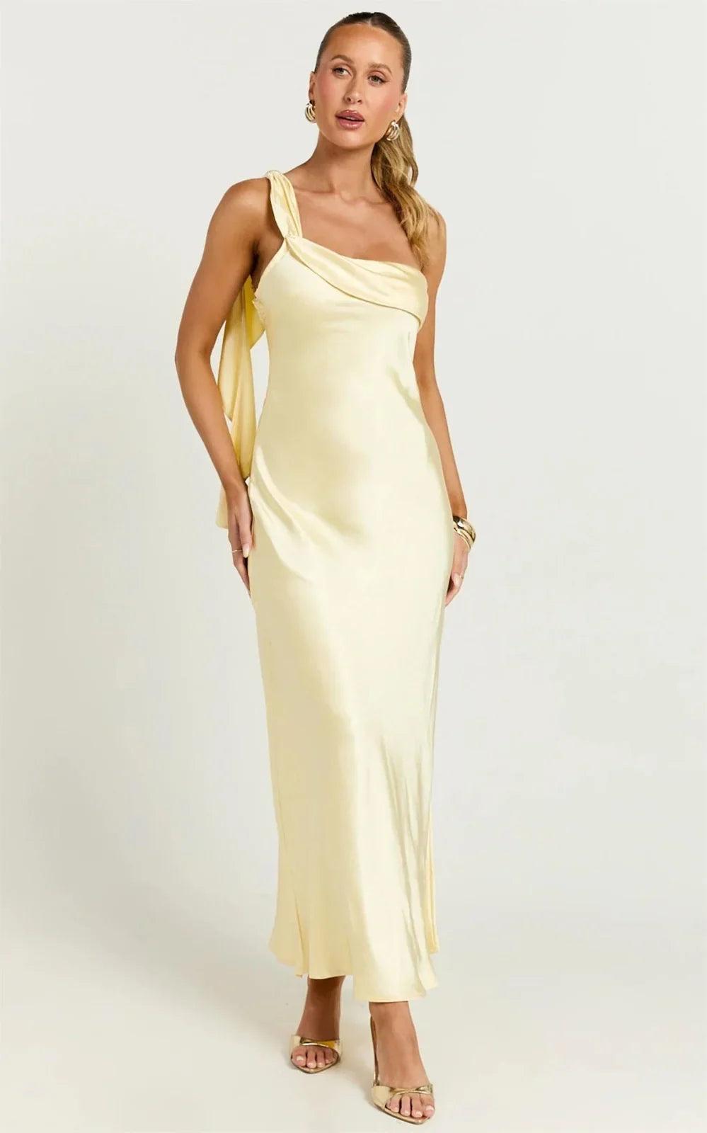 Blaine Maxi Dress Butter Yellow Satin Slip Dress