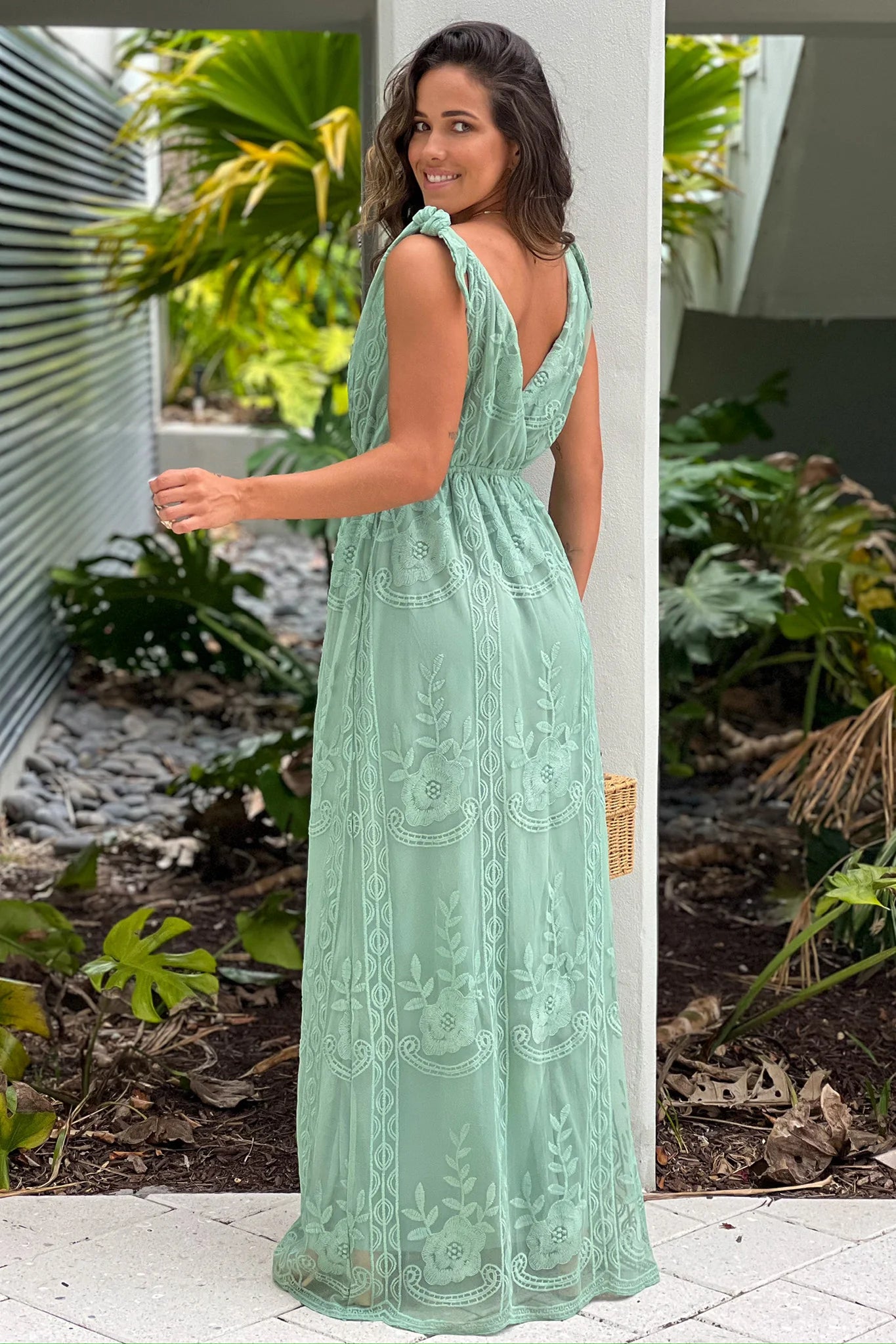 Sage Lace Maxi Dress