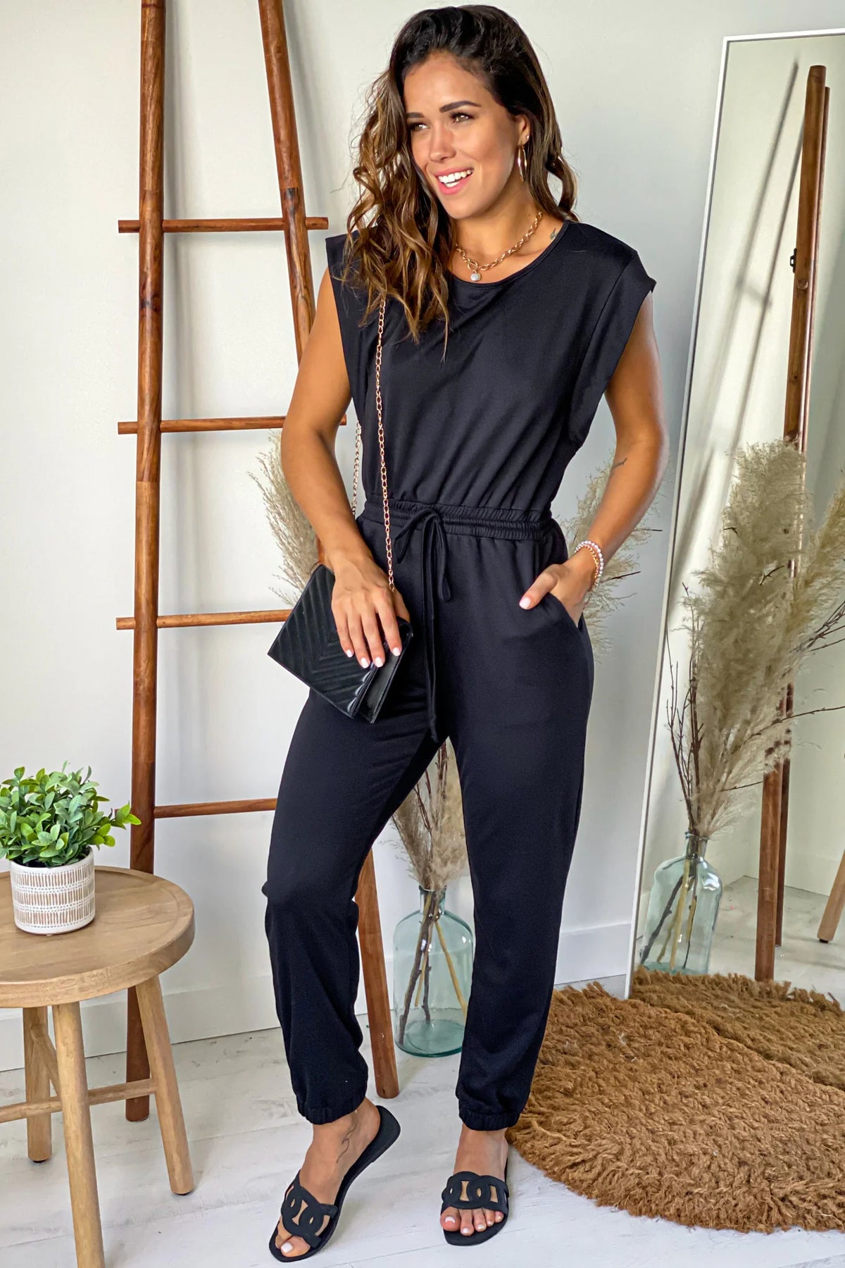 Black Muscle Tee Jumpsuit