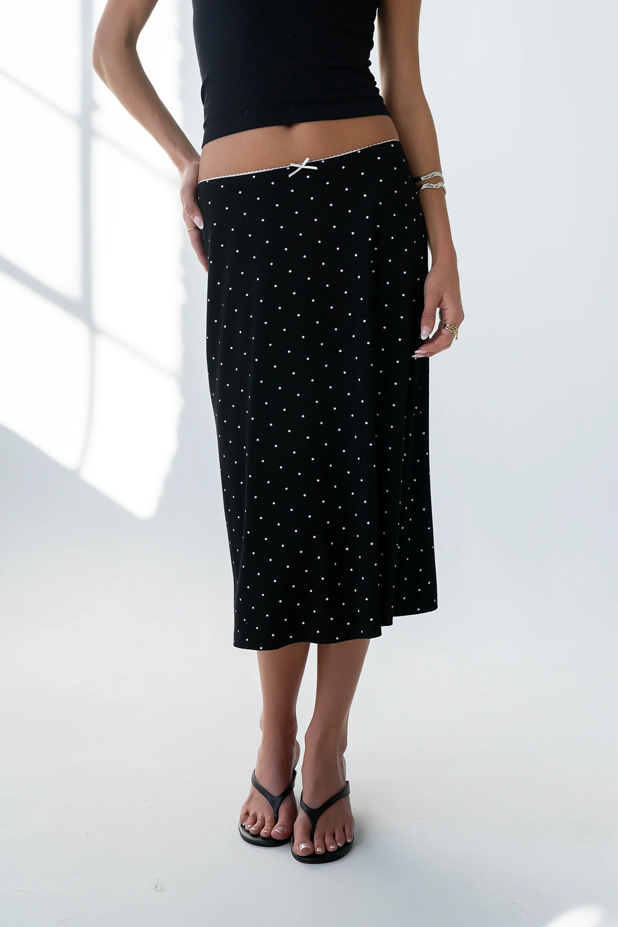 Jordyn Polka Dot Skirt in Black
