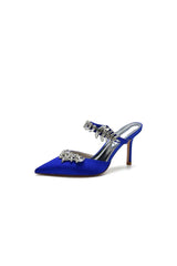 Pointed Toe Crystal Flower Strap Stiletto Heel