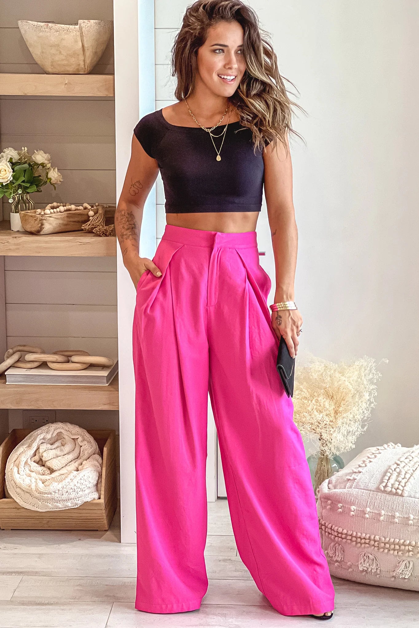 Hot Pink Wide Leg Pants