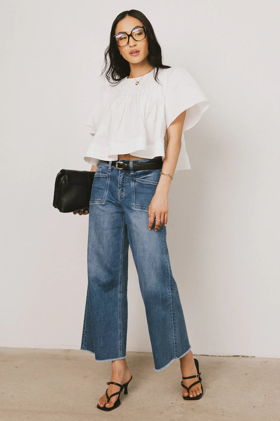 Isha Pleated Top in White FINAL SALE