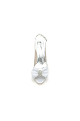 Open Toe Beaded Lace Wedding Shoes With Bow