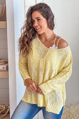 Mellon V Neck Knit Top With Long Sleeves
