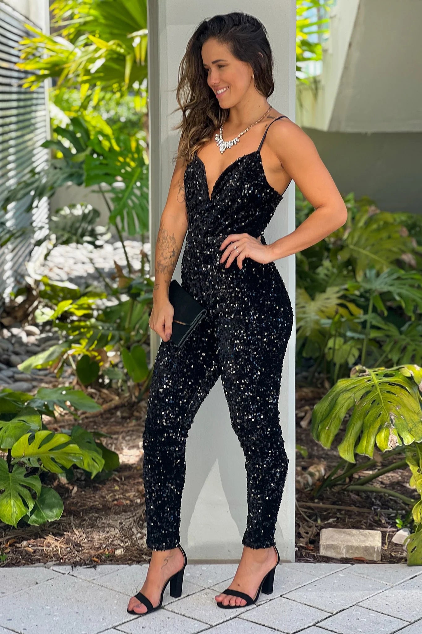 Black Sequin Jumpsuit