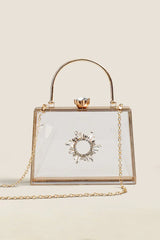 Womens Clear PVC Rhinestones Crossbody Evening Clutch Bags