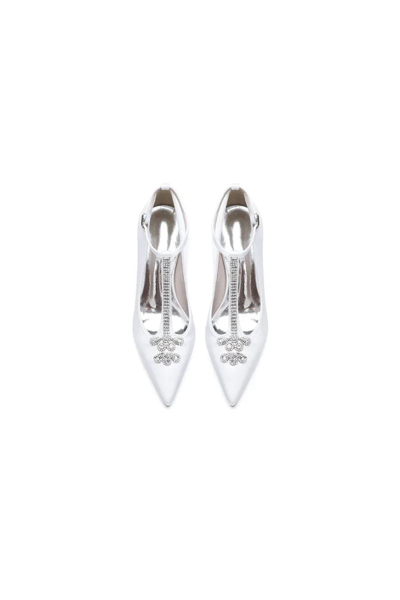 Party Pointed Toe Crystal Strap High Heels Shoes