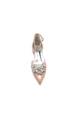 Pointed Toe Patent Leather Flats with Crystal Embellishment