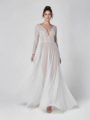 Bohemian A Line Sparkly Sequined Luxury Wedding Dresses