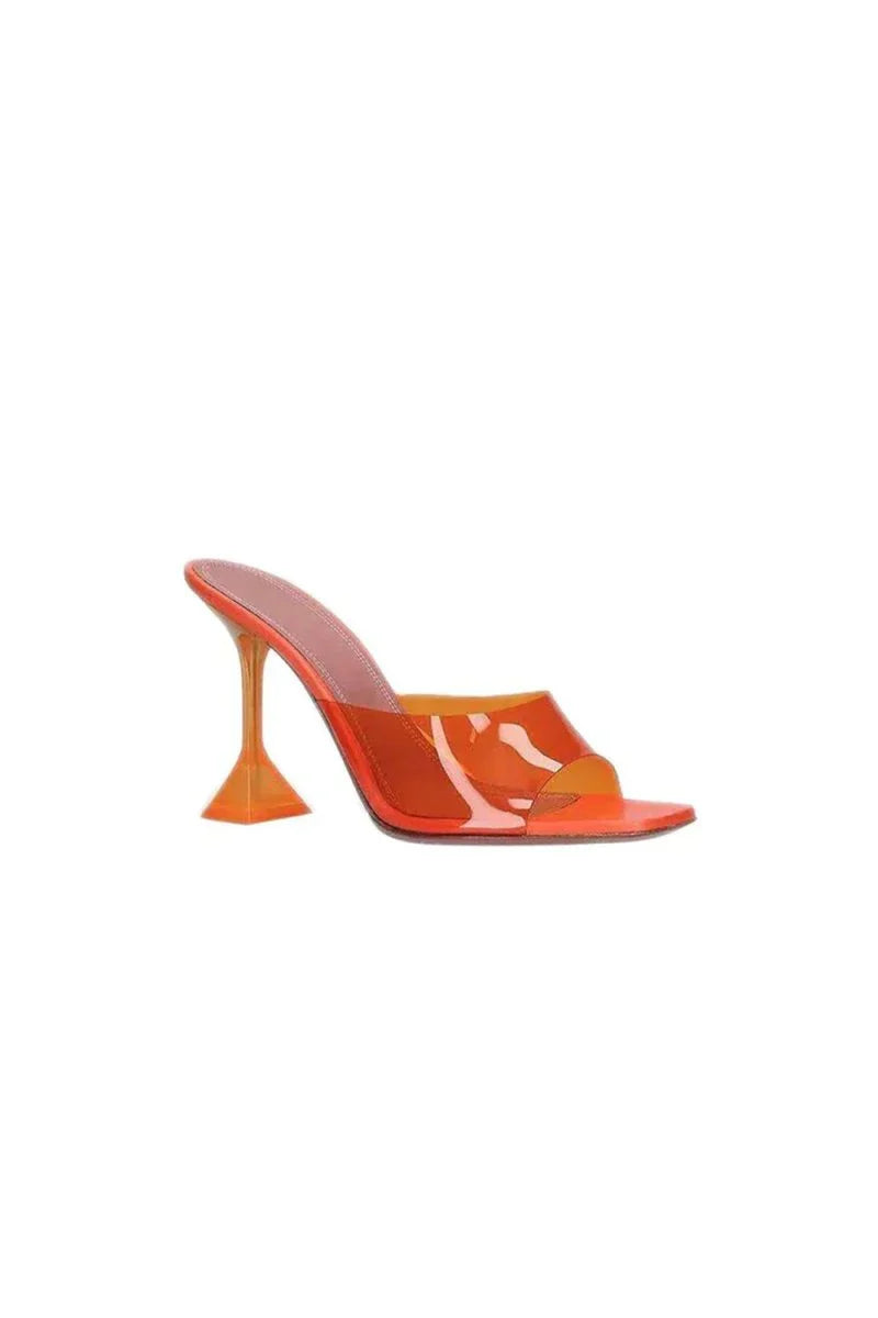 Pink High Heel Naked Mules Sandals