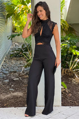 Black Keyhole Wide Legs Jumpsuit