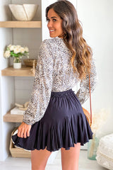 Black And Leopard Print Romper With Long Sleeves