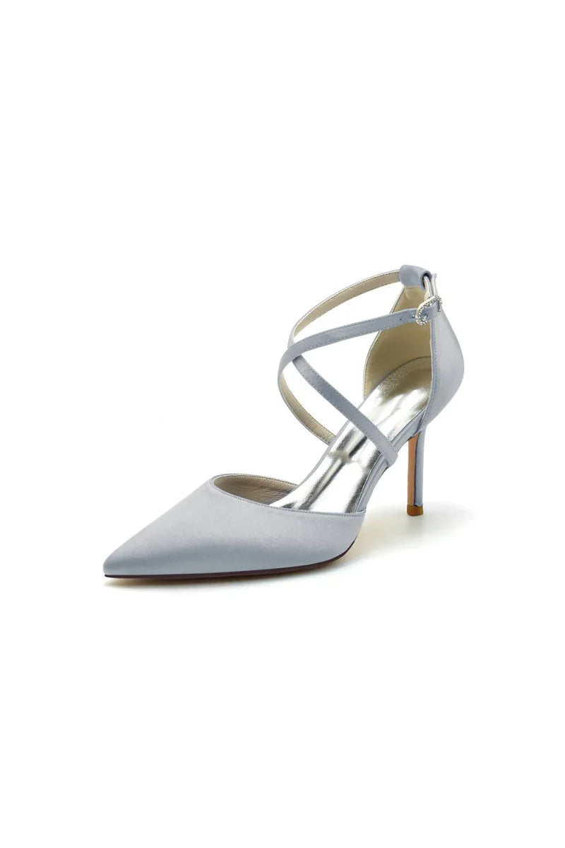 White High Heels with Metallic Accents