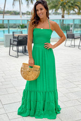 Green Maxi Dress with Strappy Back