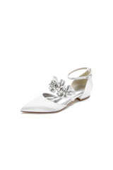 Pointed Toe Rhinestone Beaded Buckle Kitten Heels