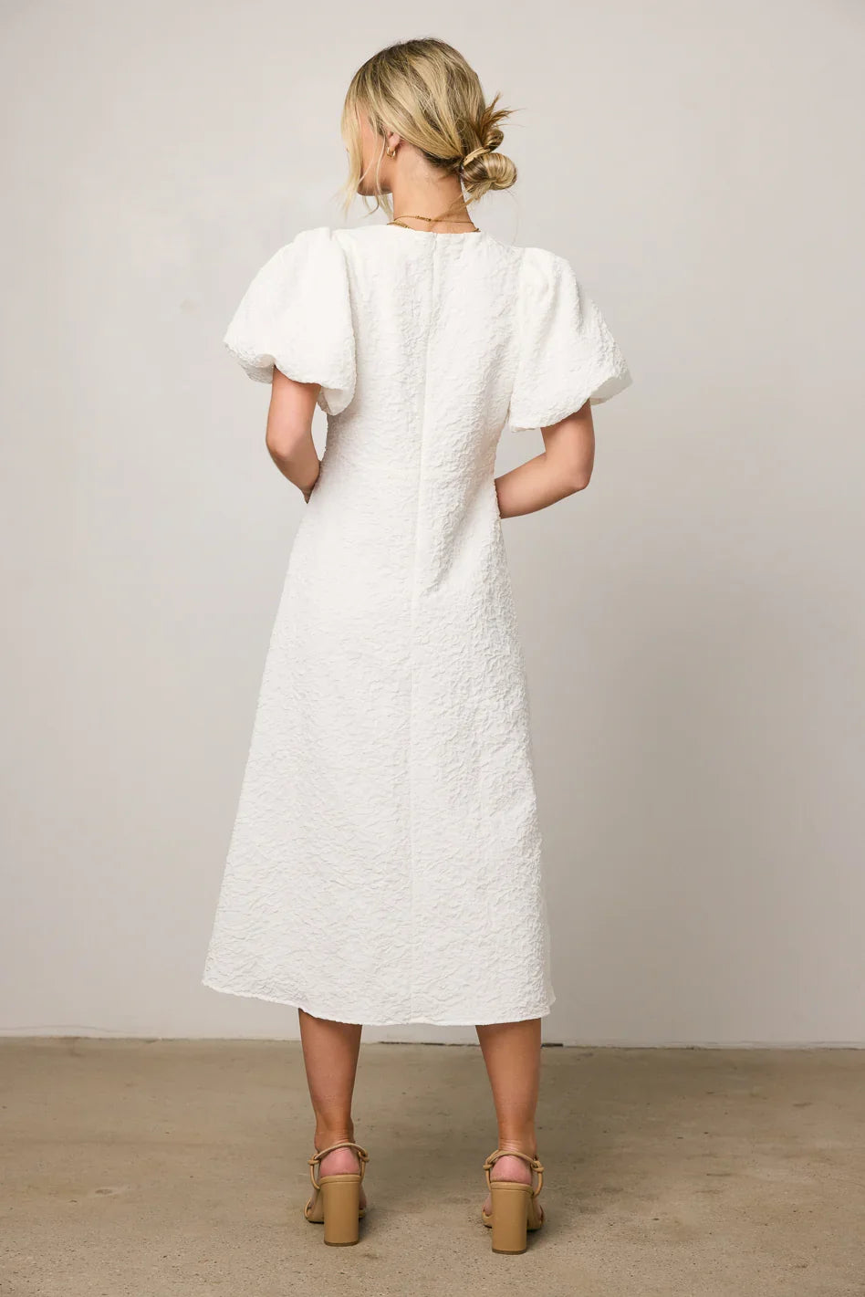 Henry Textured Midi Dress in White FINAL SALE