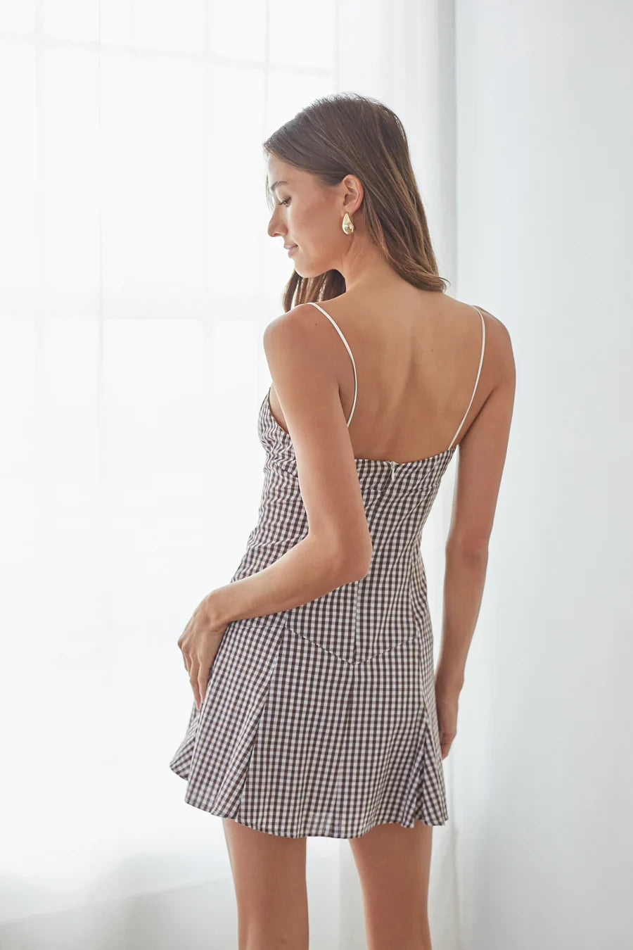 Liv Gingham Fit and Flare Mini Dress