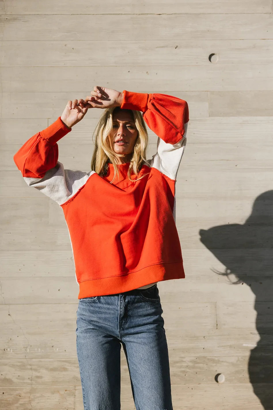 Drew Colorblock Sweatshirt in Orange