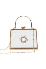 Womens Clear PVC Rhinestones Crossbody Evening Clutch Bags