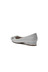 Pointed Toe Glitter Wedding Low Heels With Rhinestone