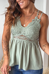 Sage Lace Top with Criss Cross Back