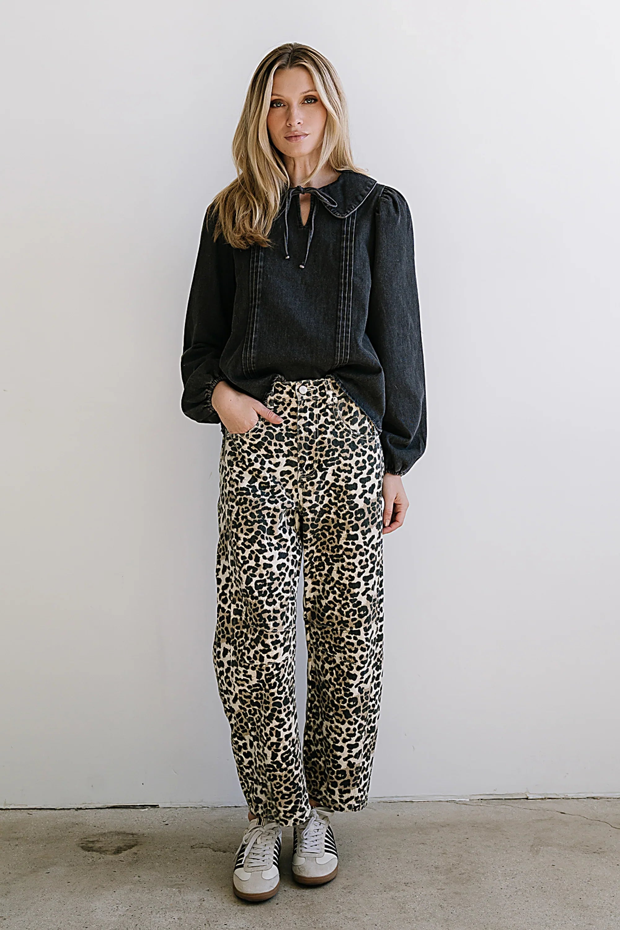 Monique Pleated Blouse in Black