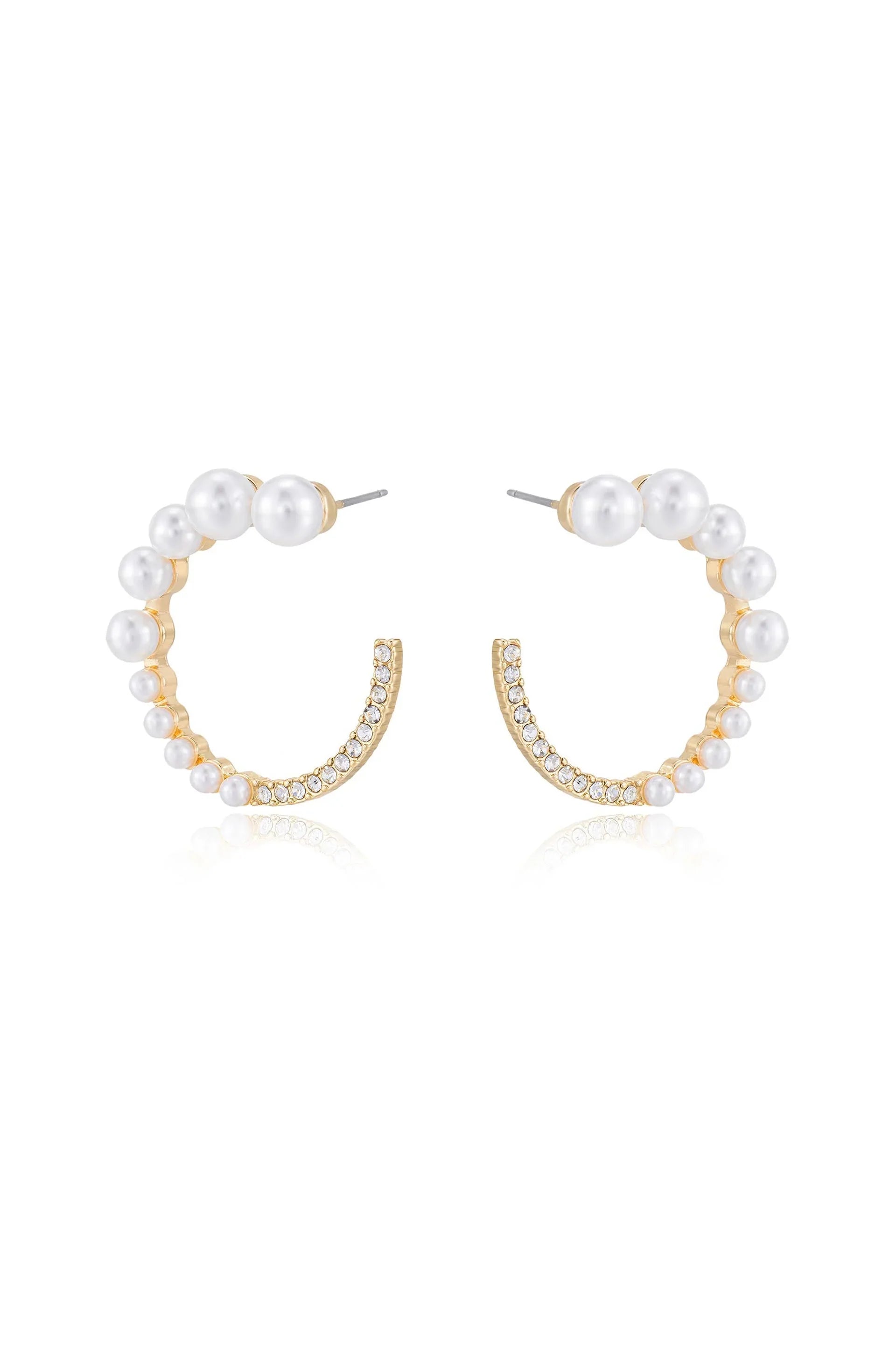 Chic Pearl And Crystal Open Circle Earrings