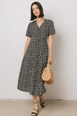 Malik Floral Midi Dress in Black FINAL SALE