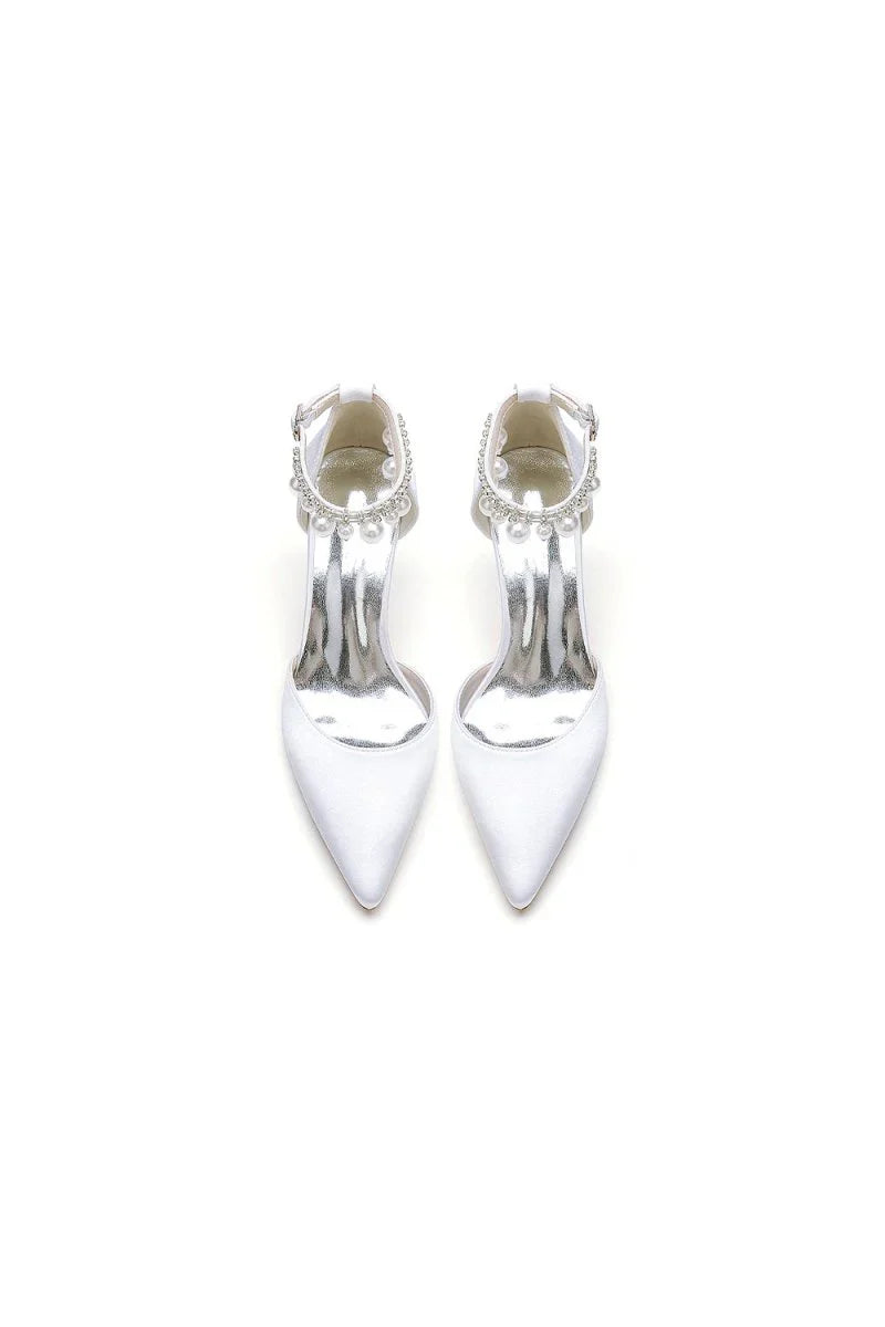 Pointed Toe Wedding Heels with Pearl Tassel